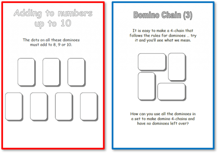 Match the equal dominoes then write true number sentences